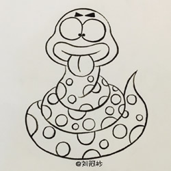 [简笔画]搞笑卡通胖蛇简笔画的画法图片教程