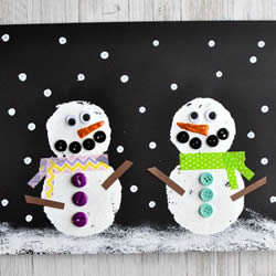 雪中的雪人画制作，亦可做成圣诞新年卡片