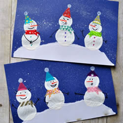 幼儿园用瓶盖简单画冬天雪人的做法教程
