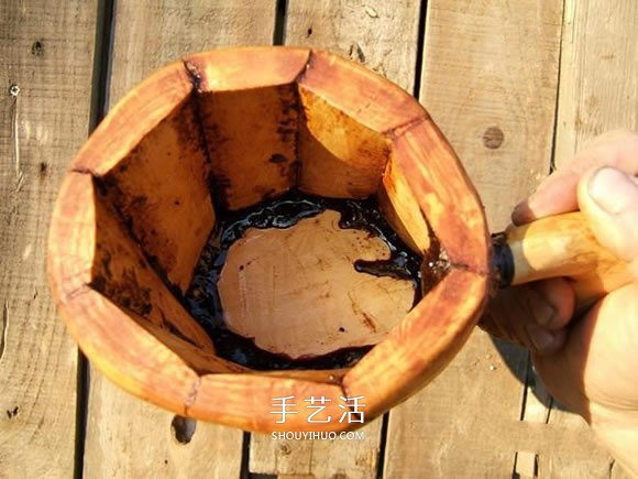 原木制作粗犷啤酒杯 自制大号啤酒杯的过程