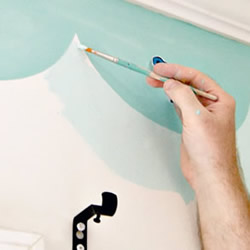 凤尾渐变色墙绘DIY 简单自制漂亮墙绘的方法