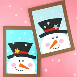 卡纸手工制作圣诞节雪人贴画的做法教程
