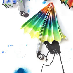 儿童折纸彩色雨伞图解 再手工制作漂亮的画作