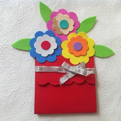 用海绵纸做母亲节贺卡 手工漂亮花朵卡片DIY