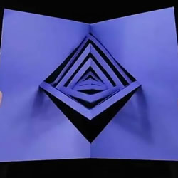 只用一张卡纸做3D旋转装置 打开闭合就会转动
