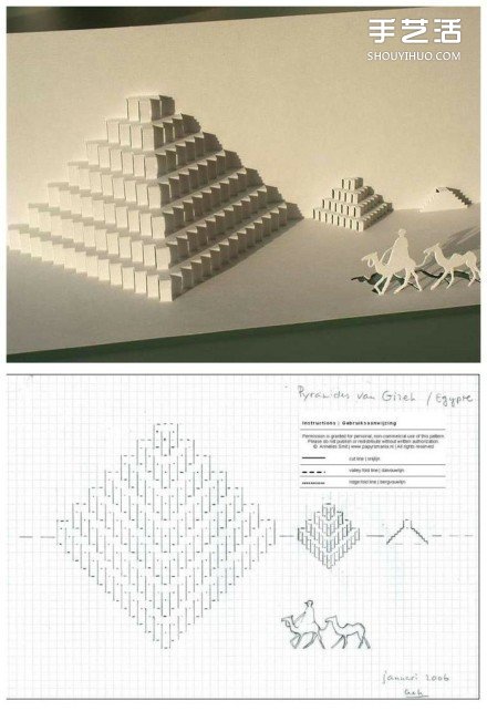 8个能折出建筑物的立体贺卡图纸模板制作图解