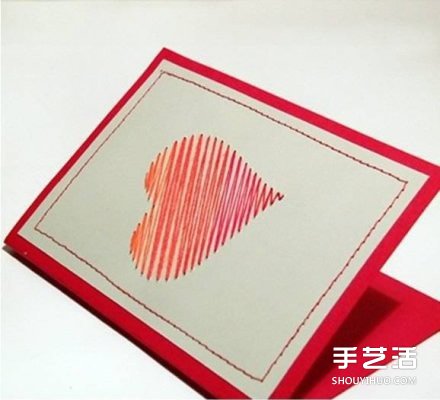爱心卡片的制作方法 手工刺绣爱心卡片DIY制作