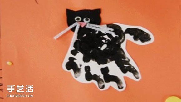 幼儿万圣节贺卡小制作 万圣节黑猫贺卡的做法