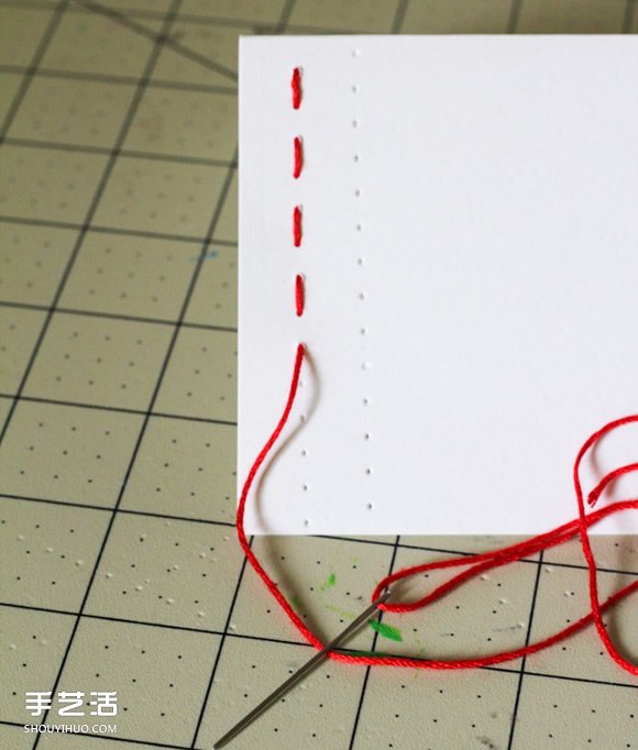缝线贺卡的手工制作方法 刺绣装饰贺卡DIY教程