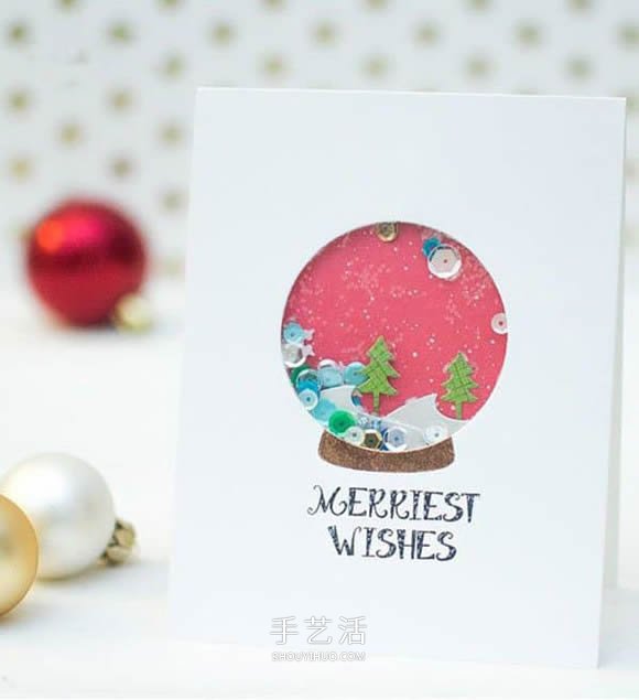 唯美圣诞雪景卡片DIY 漂亮圣诞节卡片小制作