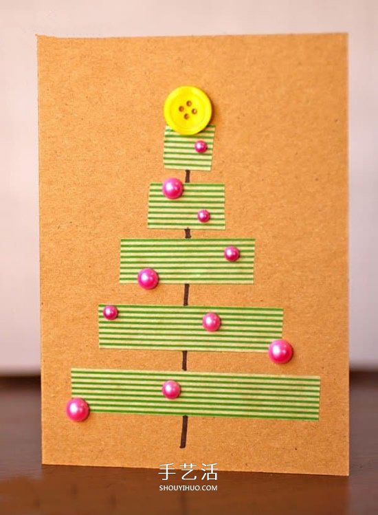 用胶带纸贴出圣诞贺卡 最简单圣诞节贺卡DIY