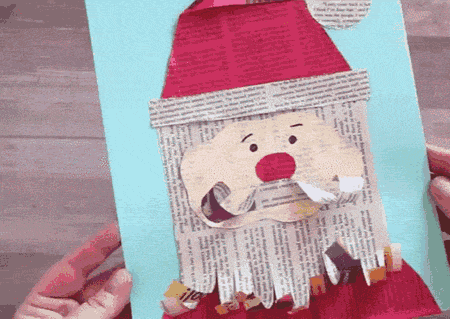 废报纸利用小制作 做可爱的圣诞老人贺卡教程
