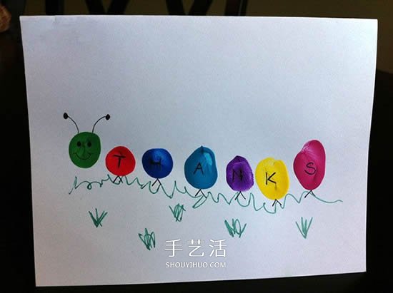 简单的幼儿手指画 做一张可爱的感恩节贺卡