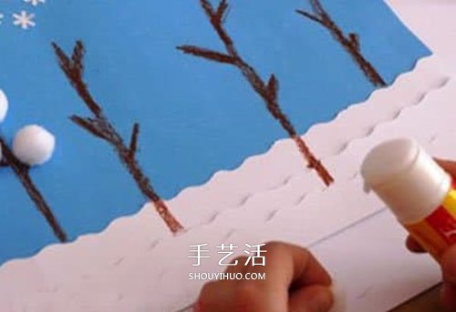 美丽新年雪景贺卡DIY 手工冬季贺卡制作方法