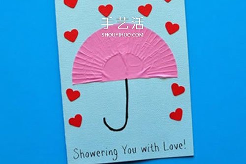 可爱简单的母亲节卡片DIY 天上下起了爱心雨！