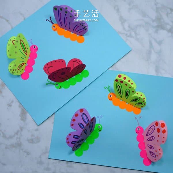 儿童用卡纸手工制作蝴蝶卡片的方法教程
