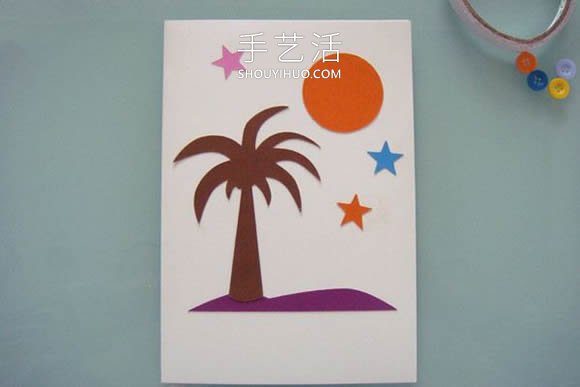 自制热带主题椰子树卡片的方法图解教程