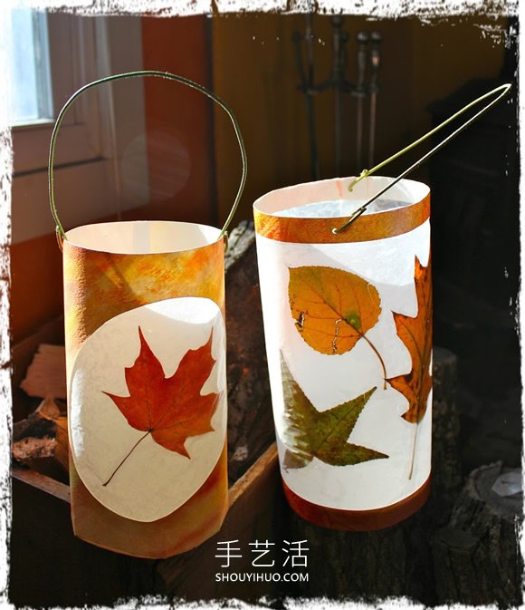 秋天落叶手工制作中秋节灯笼的做法
