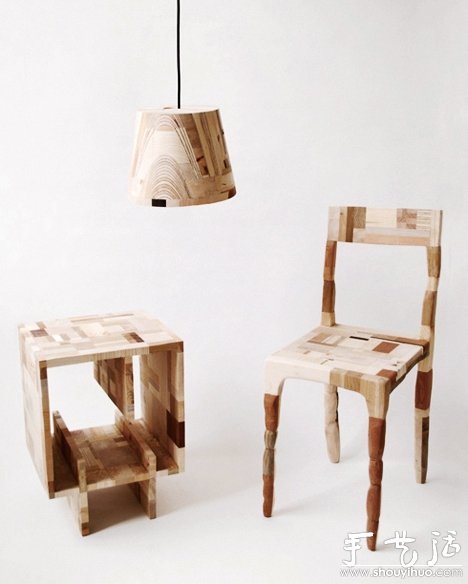 废弃木材粘接制作的家具