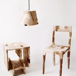 废弃木材粘接制作的家具