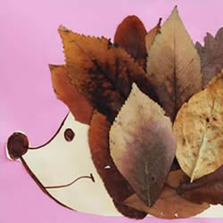 简单树叶贴画秋天的刺猬的做法教程