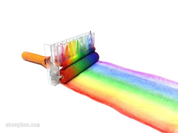自制彩虹油漆滚筒刷 DIY彩虹油漆刷的教程
