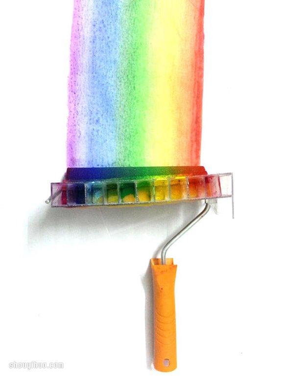 自制彩虹油漆滚筒刷 DIY彩虹油漆刷的教程
