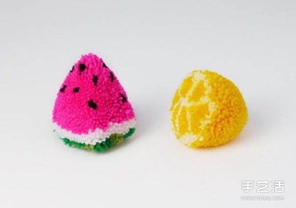 毛线球水果的做法图解 送上诱人的水果和橙子