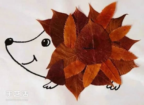儿童树叶贴画作品图片 秋天树叶拼贴画大全