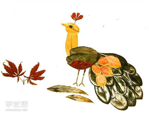 儿童树叶贴画动物图片 动物的树叶拼贴画作品