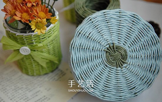 漂亮的纸藤手工制作 包括花瓶、笔筒和收纳篮