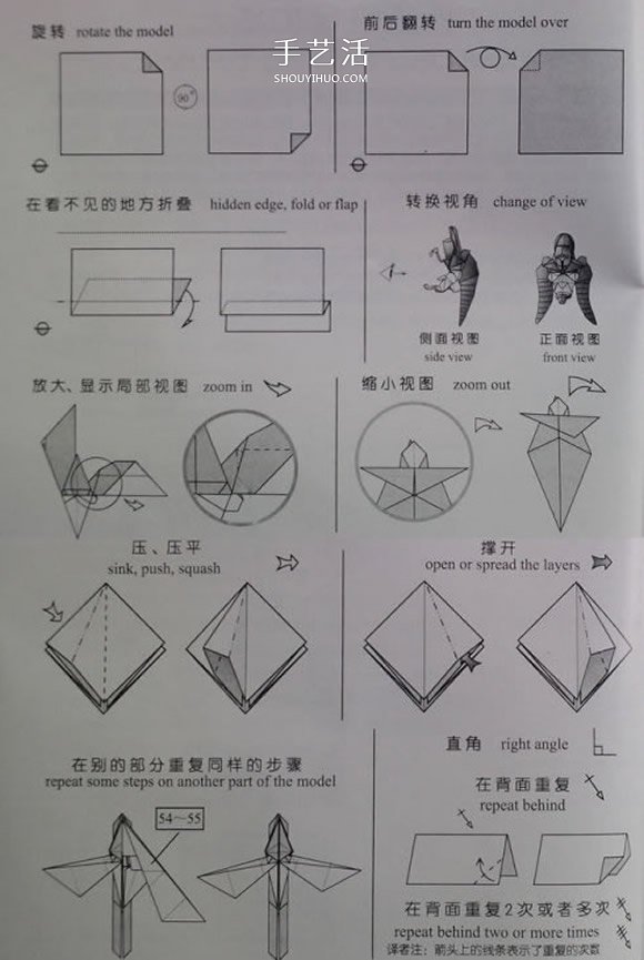 新手折纸入门：折纸符号及基本折法图解大全