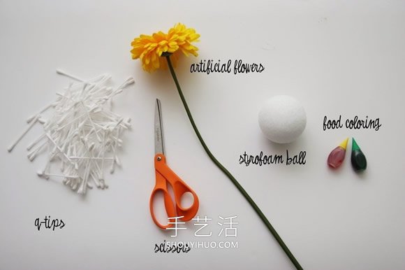 简单棉签花的手工制作方法图解教程