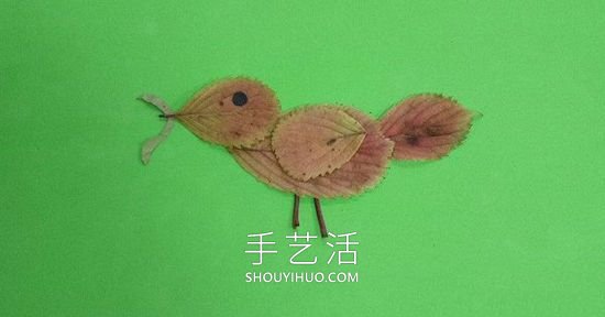 树叶贴麻雀的制作方法图片教程
