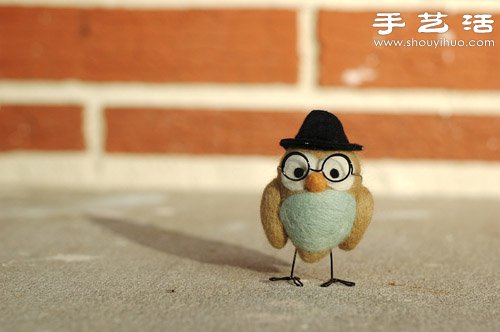 羊毛毡手工制作的呆萌小鸟玩偶