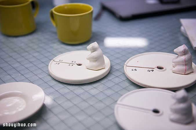 来自日本的超萌北极熊茶包盖陶艺手工制作