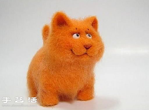 羊毛毡手工制作可爱加菲猫/肥猫咪玩偶