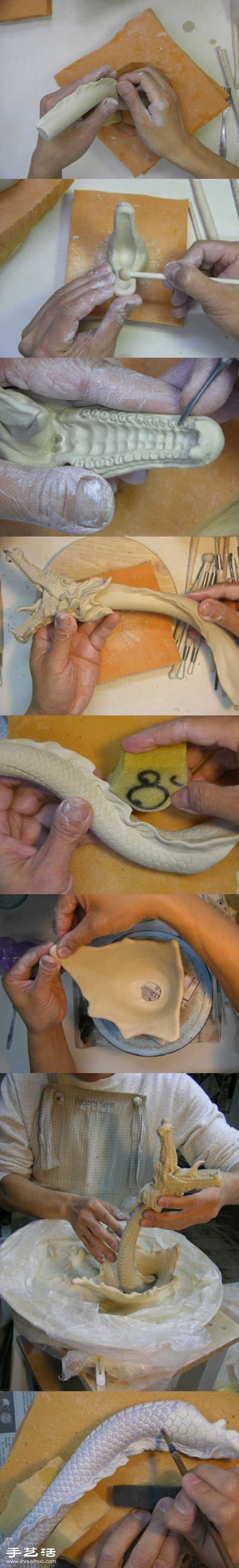 陶艺手工制作神龙出海造型台盆水龙头