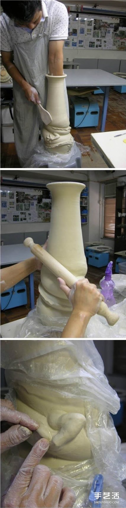 龙形陶瓷瓶DIY制作过程 中国龙盘旋陶瓷瓶制作
