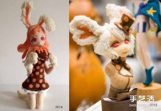 羊毛毡美少女玩偶 工程浩大的拟真玩偶作品