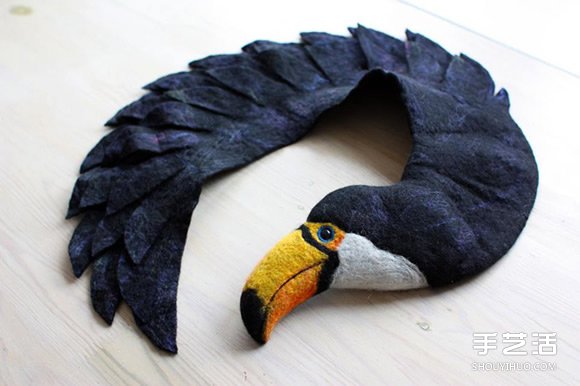好玩的天鹅造型围巾 百分百羊毛毡制成的饰品