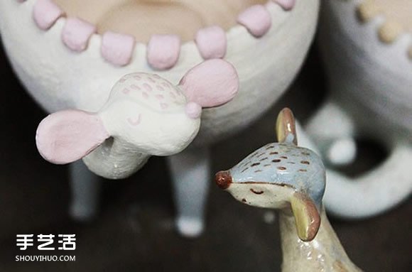 以可爱小动物为原型的手工陶瓷作品图片欣赏