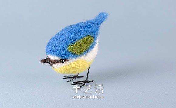 春天的使者！漂亮羊毛毡蓝山雀的制作教程