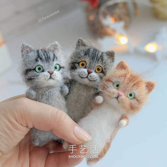 令人难以置信的可爱羊毛毡猫！超逼真的收藏品