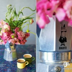 铁质咖啡机作为花器DIY精致插花