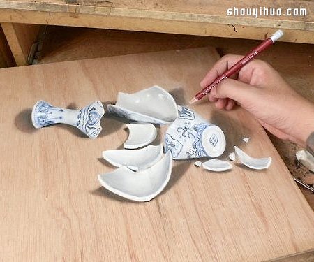 普通铅笔手绘真假难辨的超写实3D木板画!!