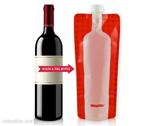 Wine2Go 塑胶材质便携可折叠红酒瓶设计