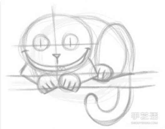 《爱丽丝梦游仙境》柴郡猫铅笔素描教程图片
