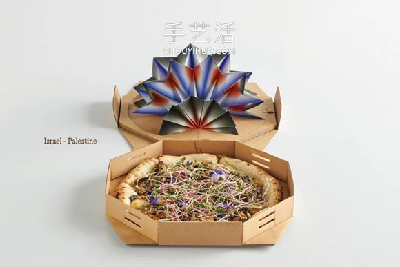 Pizza 4Ps包装设计，打开批萨盒惊现立体纸花