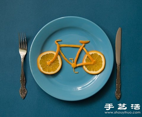 创意DIY水果皮自行车